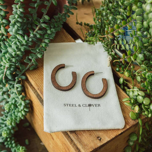 Clayhurst Wooden Hoop Earring - Brown