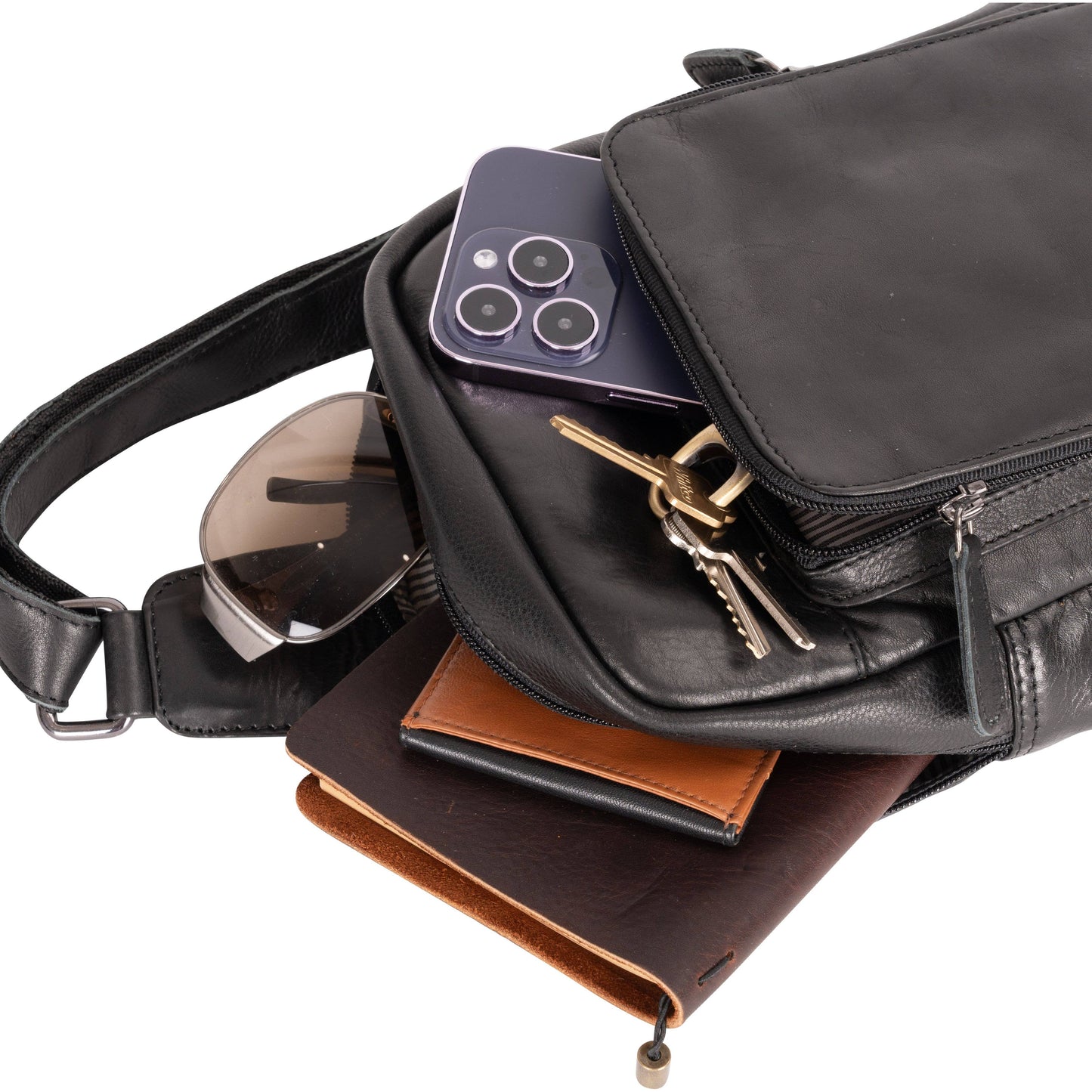 Leather Crossbody Bag Hamilton GW6806 black