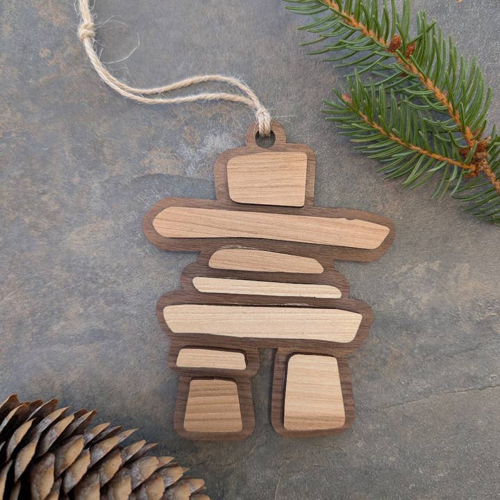 Inukshuk Canada Wayfinder Ornament - Wood Christmas Souvenir