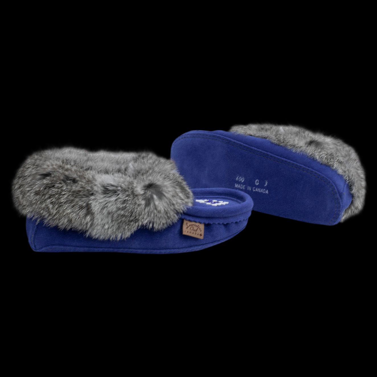 Fur Trim Ladies Moccasins - Royal Blue