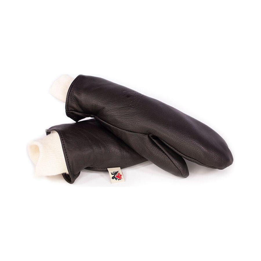 Black Deerskin Leather Mitts - No Cuff