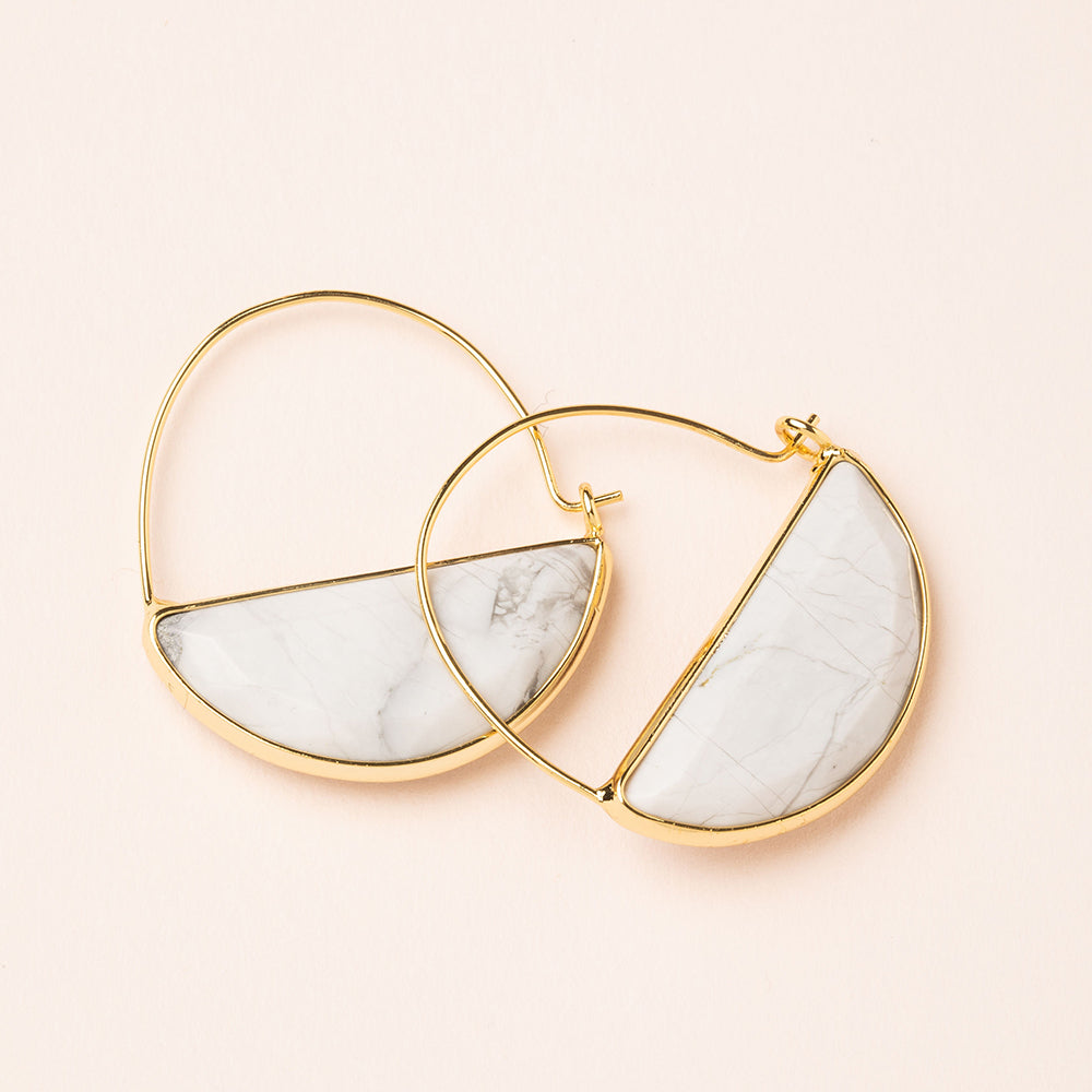 Stone Prism Hoop - Howlite/Gold EP006