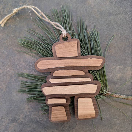 Inukshuk Canada Wayfinder Ornament - Wood Christmas Souvenir