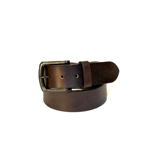 Leather Brown Belt with Black Buckle Jeans