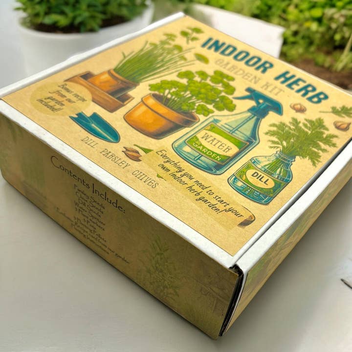 Indoor Herb Garden Starter Kit with Parsley, Chives, and Dill Seeds