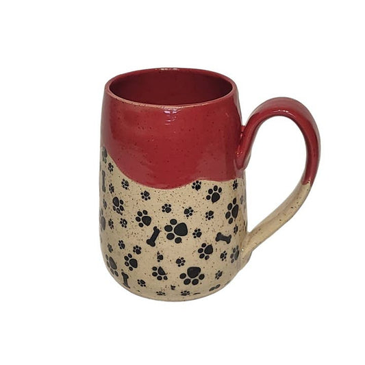 Pet Print Mug | Red / Paw Print and Bones