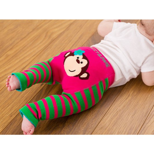 Pink and Green Monkey Baby Leggies