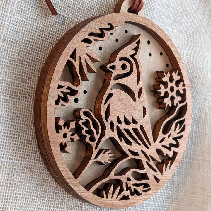 Cardinal / Bluejay Layered Ornament - Canada Maple 3D