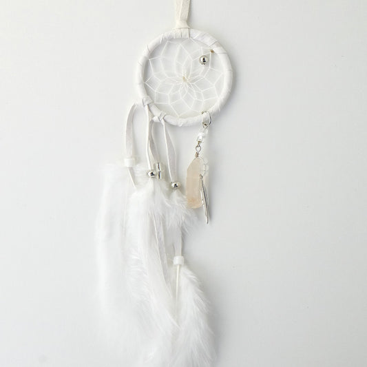 2" White Magical Dream Catcher   2" White Magical Dream Catcher detailed with quartz crystal. DC620WHT