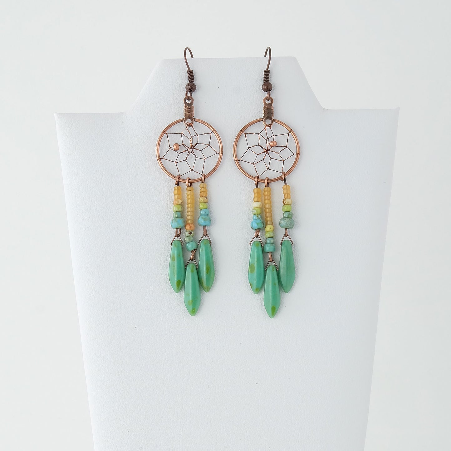 75" Dream Catcher Earrings with Picasso Glass Beads DCC21