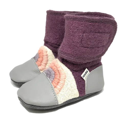 Dream On Embroidered Felted Wool Booties