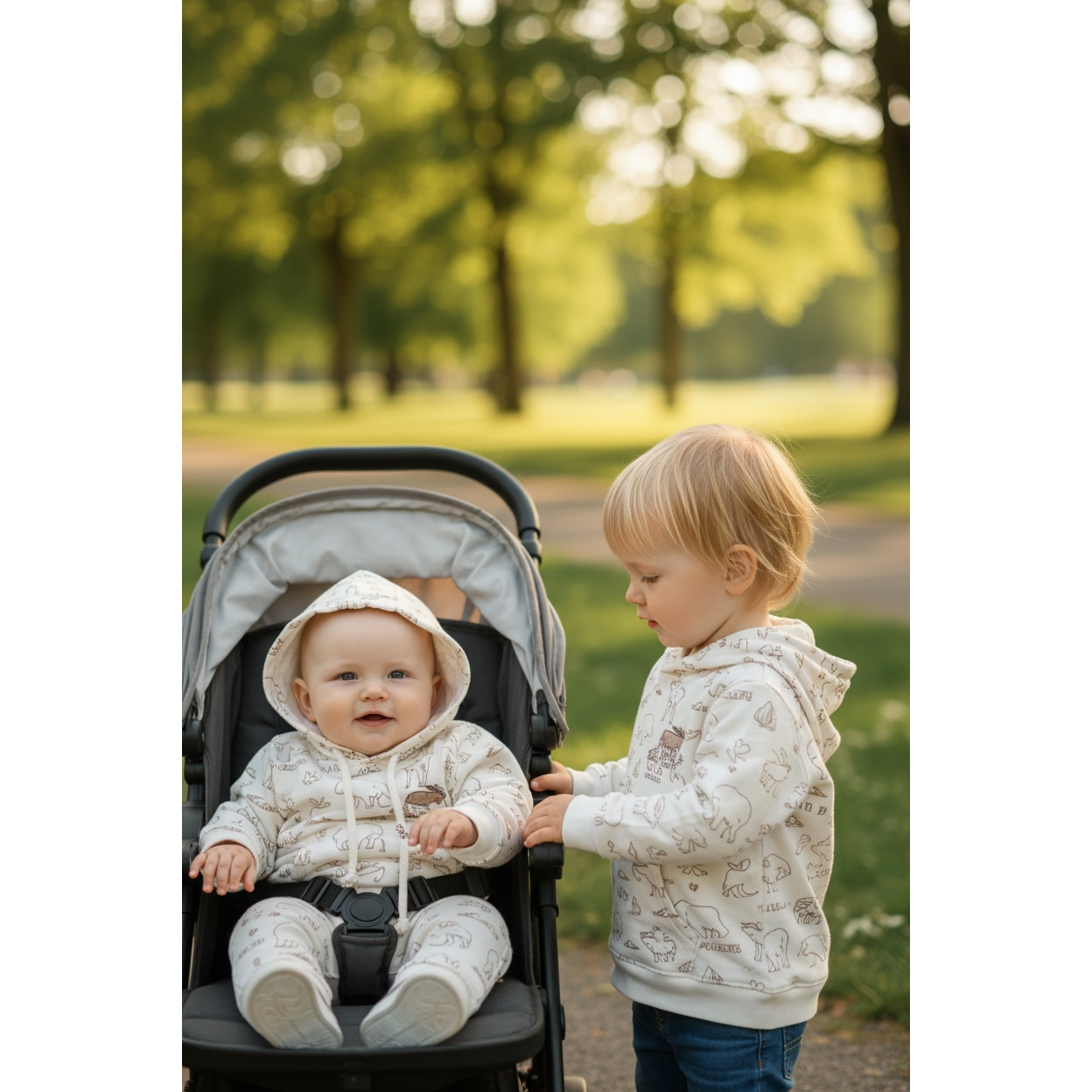 Kids Full Zip Hooded Sweatshirt - Oatmeal K1191