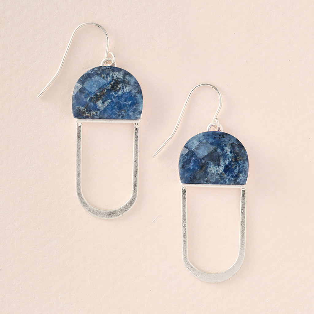 Modern Stone Chandelier Earring - Lapis/Silver