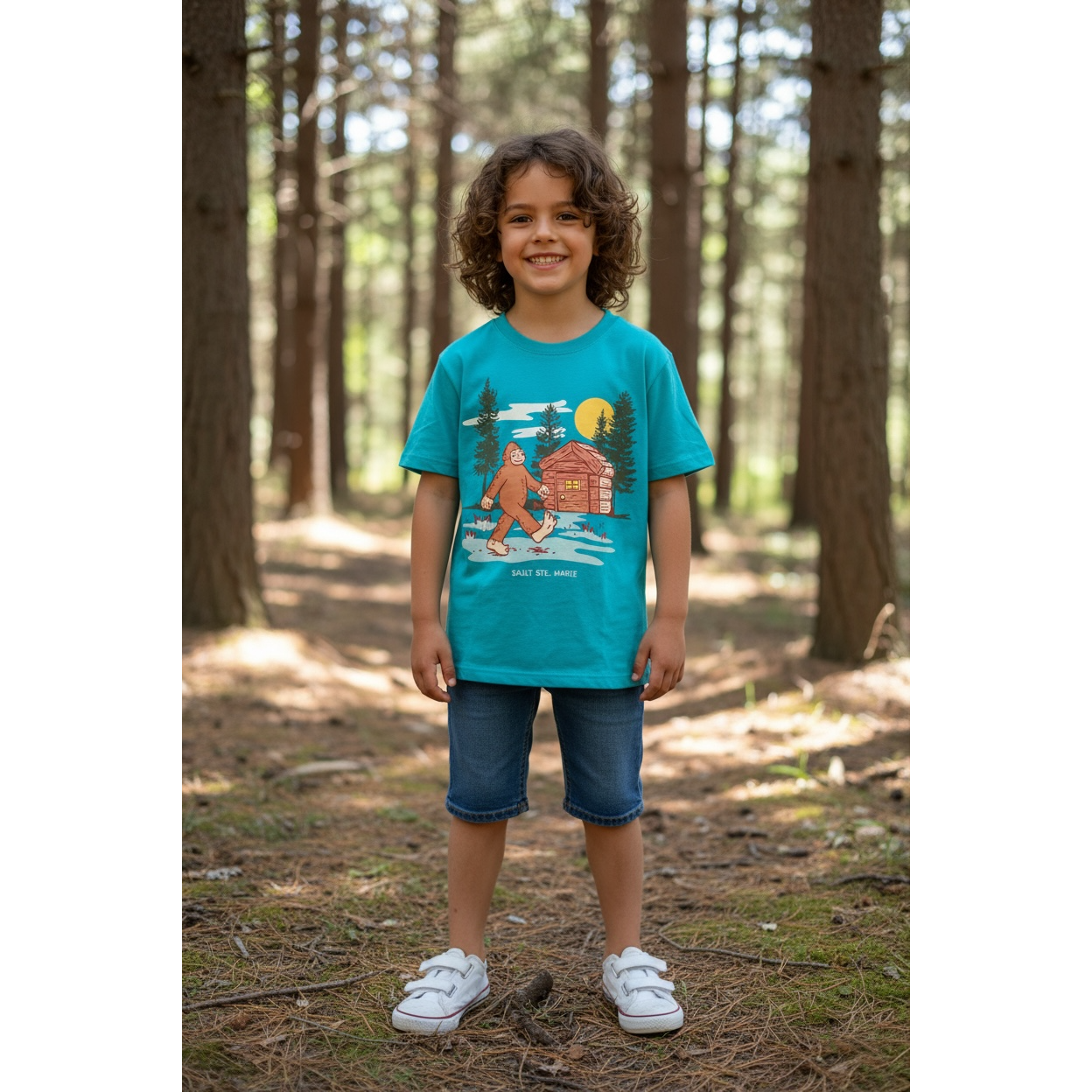 Kids Flap Sasquatch Cabin T-shirt - Turquoise K1178