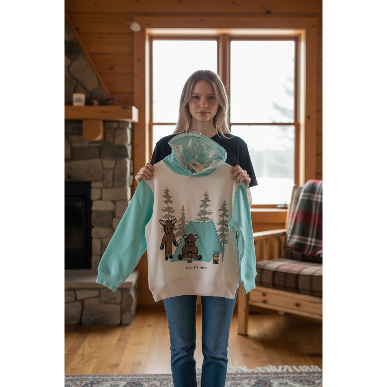 Kids Camping Moose Hoodie - K1173