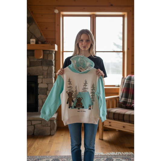 Kids Camping Moose Hoodie - K1173