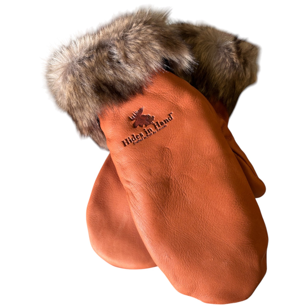 Brown deer Fur Trim Mitt