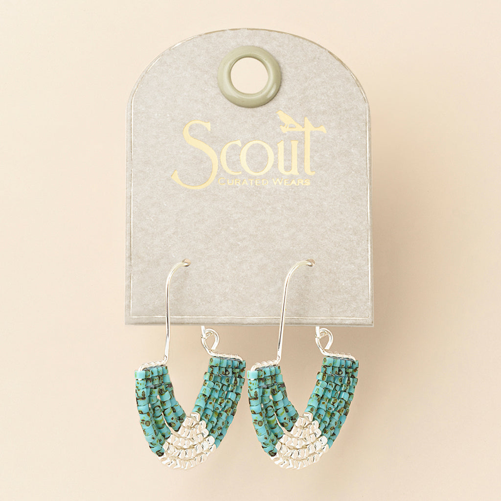 Chromacolor Miyuki U-Hoop Earring - Speckled Turquoise/Silver  MH003