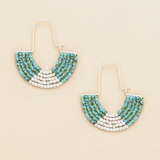 Chromacolor Miyuki U-Hoop Earring - Speckled Turquoise/Silver  MH003