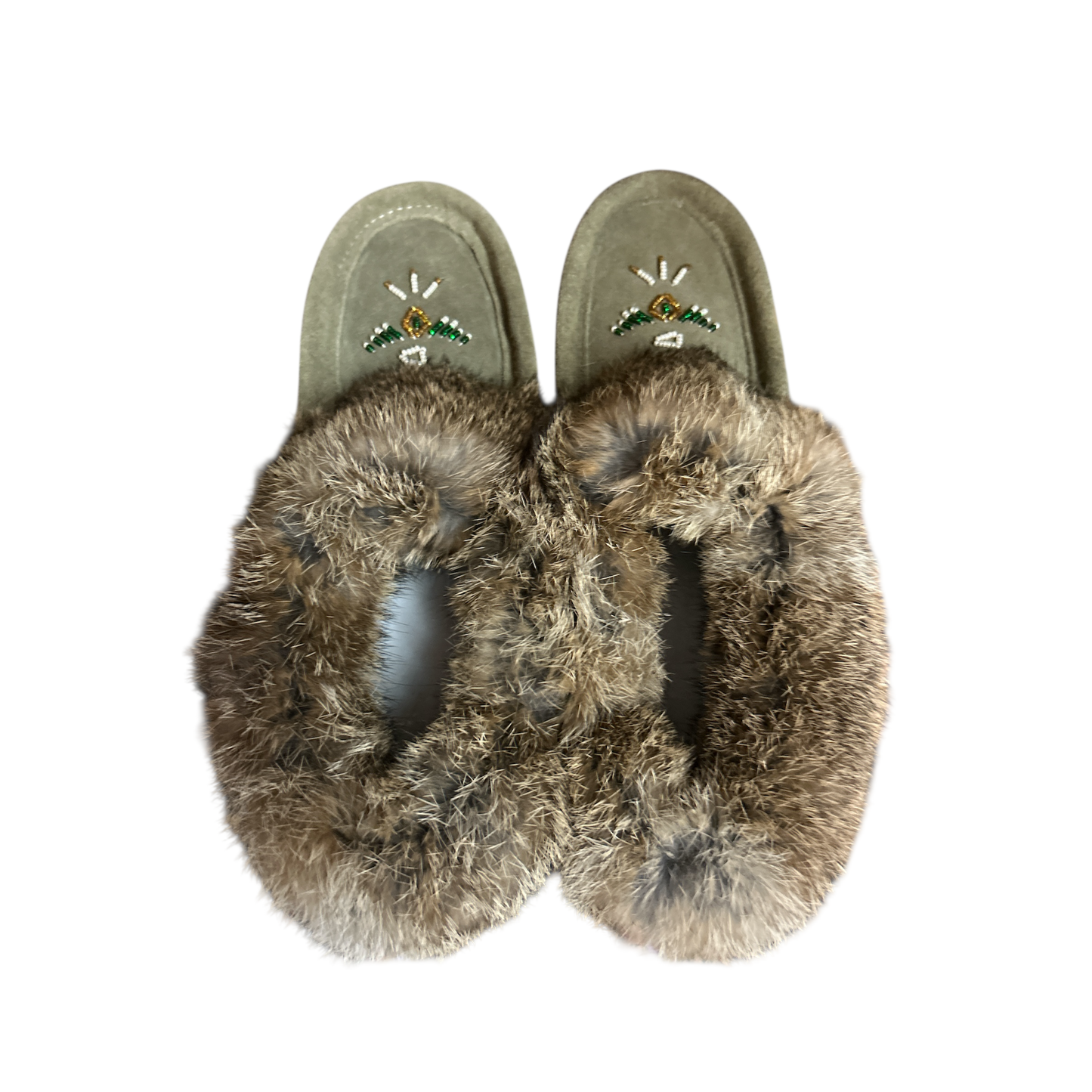 Fur Trim Ladies Moccasin - Sage 600SAG