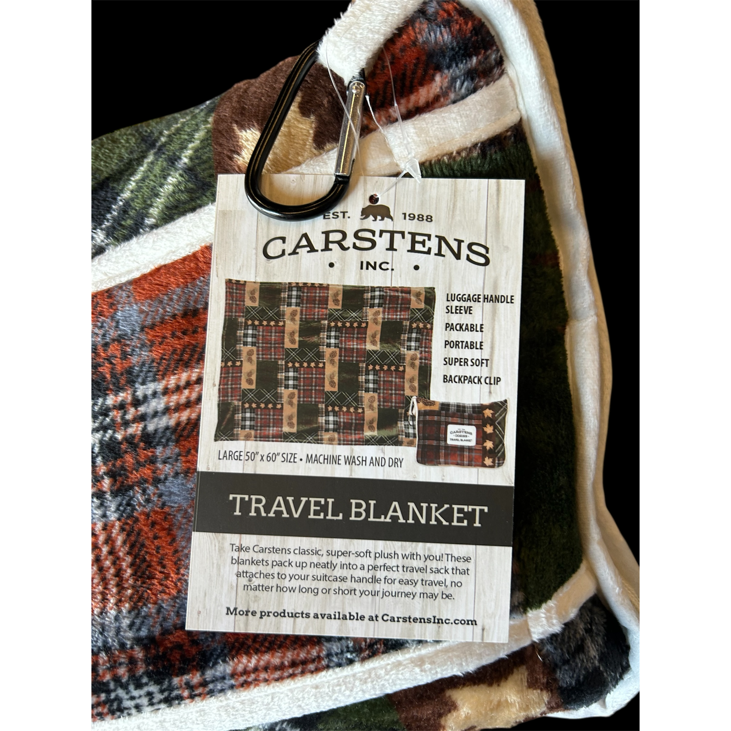 Carstens Cozies Travel Blanket in Tree Plaid