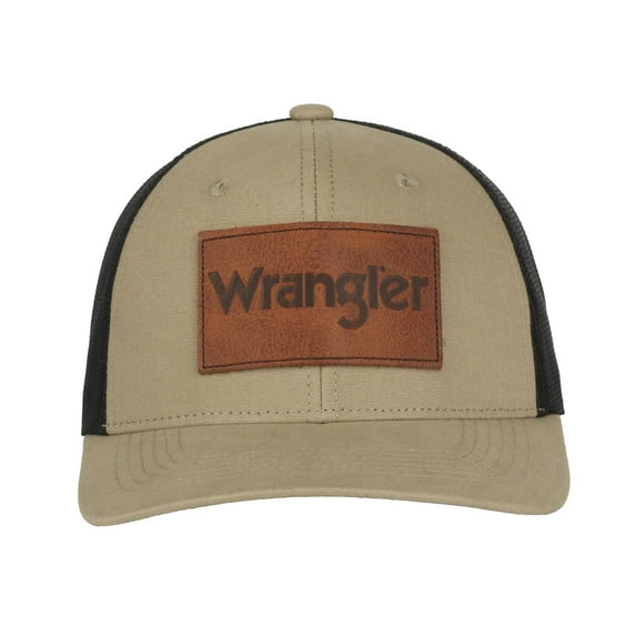 Wrangler Licensed Hat - Adult Men's Structured Meshback Debossed Leather Patch Modern Trucker Cap