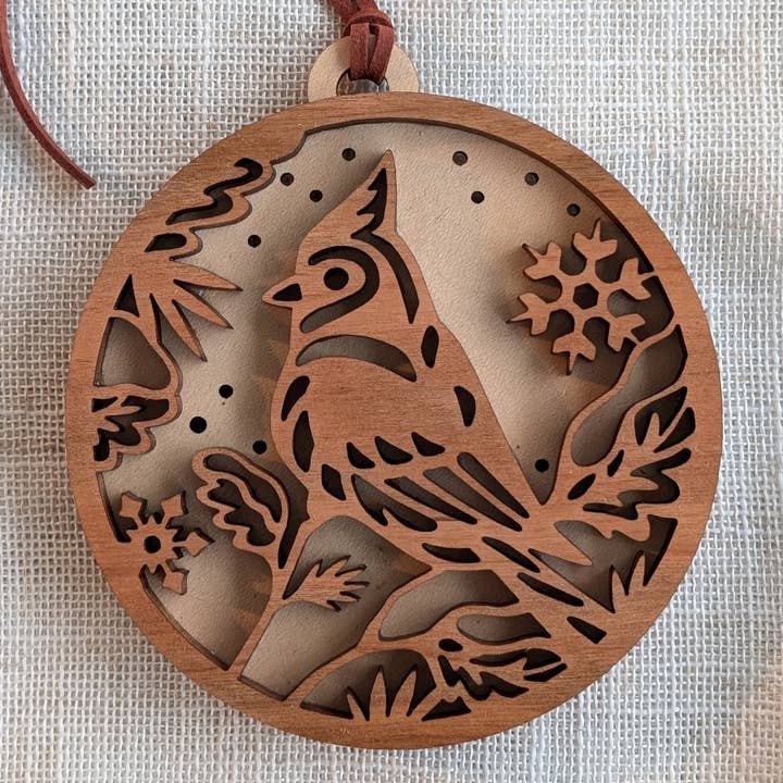 Cardinal / Bluejay Layered Ornament - Canada Maple 3D