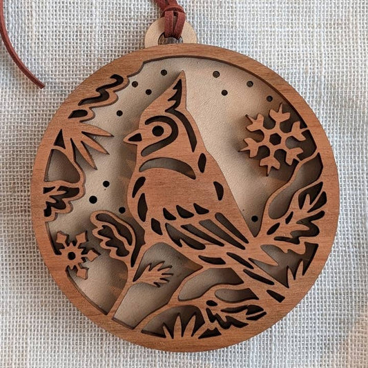 Cardinal / Bluejay Layered Ornament - Canada Maple 3D