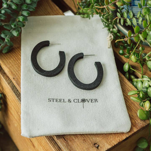 Clayhurst Wooden Hoop Earring - Black