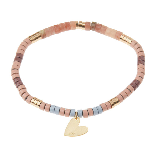 Stone Intention Charm Bracelet - Rhodonite/Gold