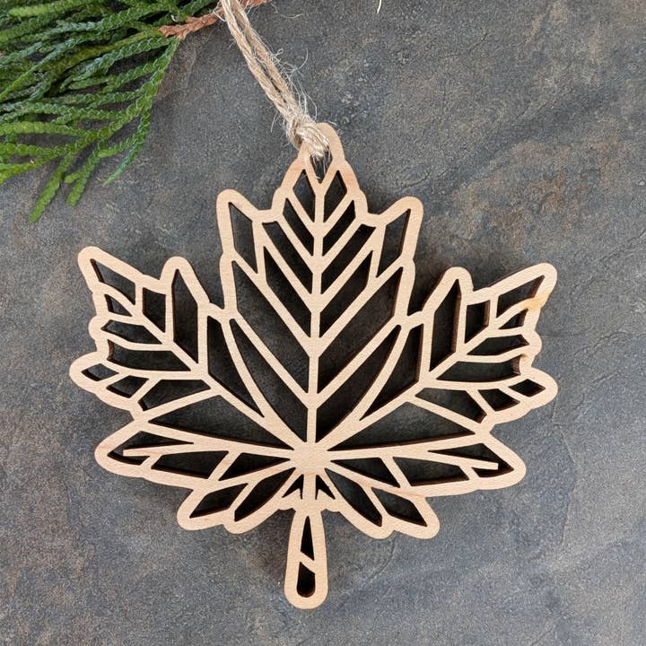 Maple Leaf Cutout Ornament - Canada Wood Souvenir, Christmas