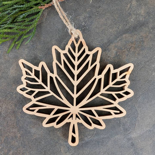 Maple Leaf Cutout Ornament - Canada Wood Souvenir, Christmas