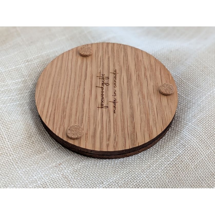 Canada Flag Maple Leaf Coaster - Wood Inlay