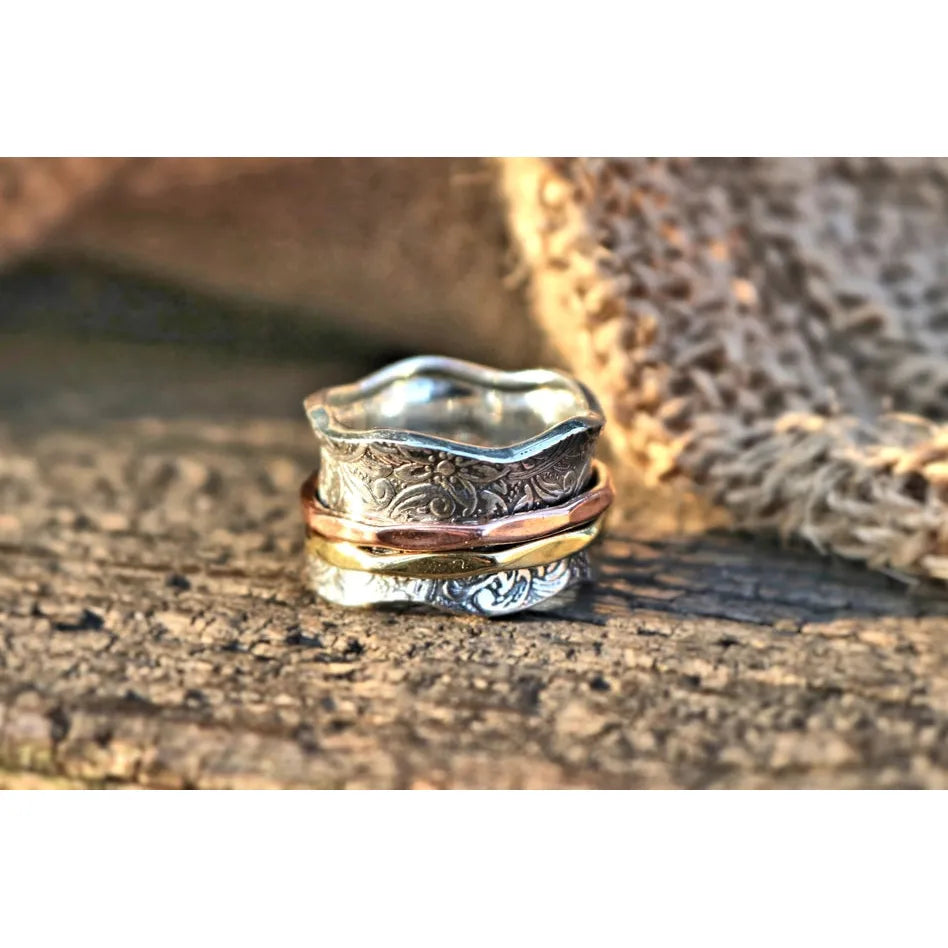 Balance & Beauty Sterling Silver Meditation Spinner Ring - US88